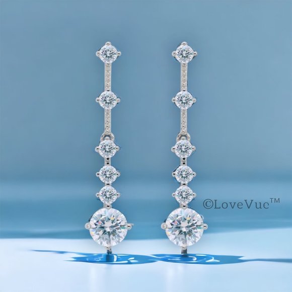 Jewelry - Certified 4ct. t.w. Diamond Linear Long Drop Earrings